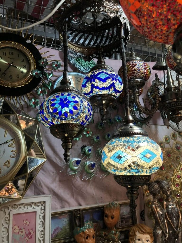 3pc Blue Hanging Moroccan Lamps