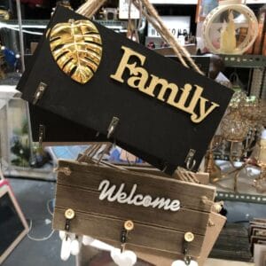 Big Wood Hanging Signage Home Decor cottagecore Displayed in a Dapitan store, black containers - small in size - are perfect for adding a touch of charm to any home decor.