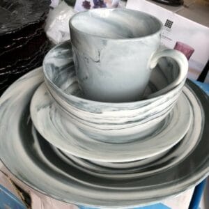 Plate, Bowl & Cup set (GRAY) Bowl Set bowl The Black Container - Small enhances your home decor with a touch of elegance when beautifully displayed.