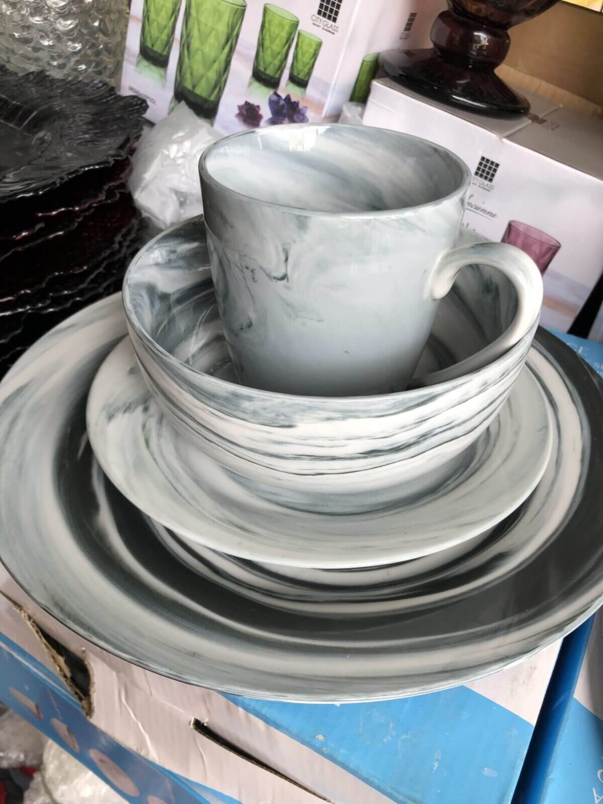 Bowl Set Plate, Bowl & Cup set (GRAY) bowl