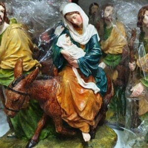 In the heart of Dapitan, explore the Mini Belen—a distinctive piece featuring biblical figures on a donkey, all carefully encased in protective plastic wrapping, complete with an unexpected Santa figure to add a whimsical touch to your home.