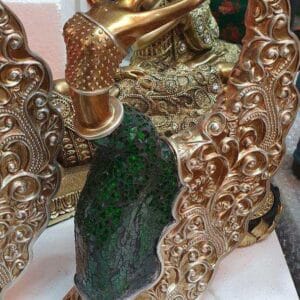 This beautiful Dancer Sculpture from Dapitan, in gold and green, boasts intricate details that make it a standout decor item on any table.