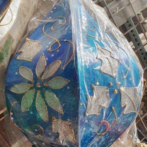 photo_2020-08-27_09-50-53 Experience the charm of our 15" Christmas Hanging Ornaments from Dapitan, featuring elegant blue and gold floral designs. Each ornament arrives in secure plastic wrapping, making it the perfect addition to enhance any home's decor with a touch of sophistication.