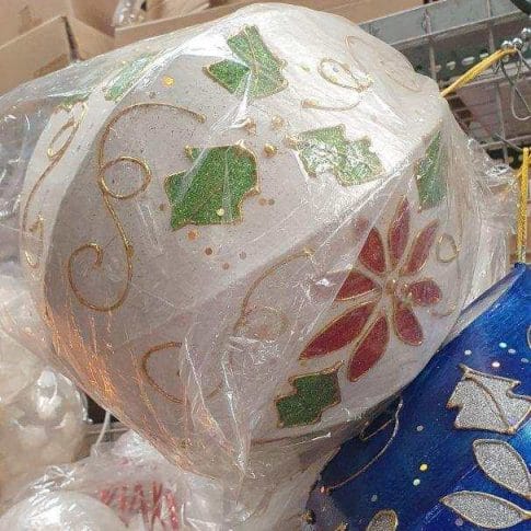 photo_2020-08-27_09-50-55 The Christmas Hanging Ornaments 15" from Dapitan, carefully wrapped in plastic, showcase cheerful patterns in green, red, and blue. They are perfect for bringing a festive spirit to your home décor this season.