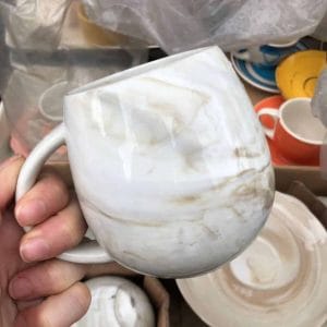 Mugs Round Ceramic Marble Mug with Saucer ceramic mug