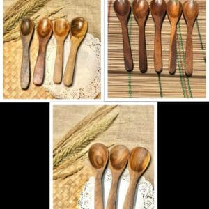 Wooden Serving Spoon and Fork Utensils utensils Wooden serving spoon and fork elegantly displayed on textured mats alongside decorative wheat stalks add a touch of rustic charm to your home decor. Perfect for enhancing the aesthetic appeal of any space, these utensils bring a hint of Dapitan-inspired elegance.
