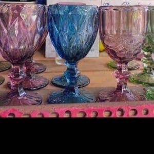 Glass Blue Goblets Glass Set of 4 glass
