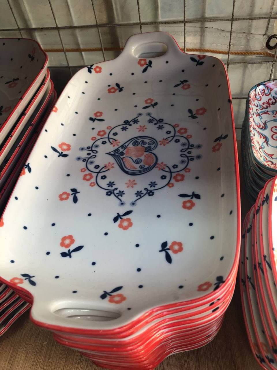 Plates Ceramic Serving Tray with Handles ceramic plate