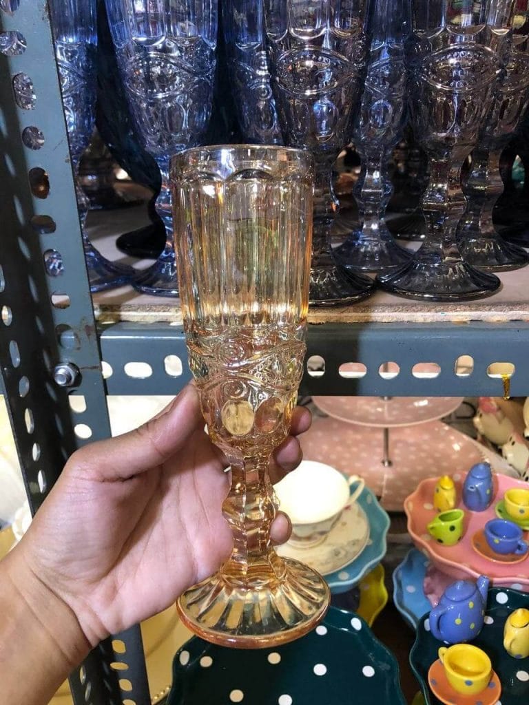 Colored Glass Goblets - Gold