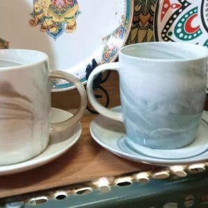 Cups and Saucers Marble Cup and Saucer Set coffee set