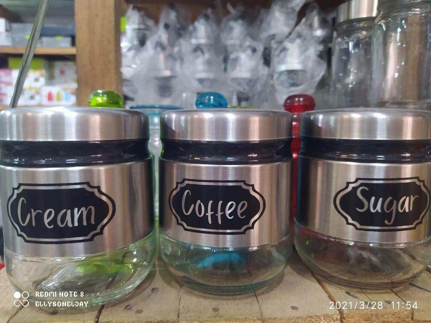 container Glass Canister set with label canister