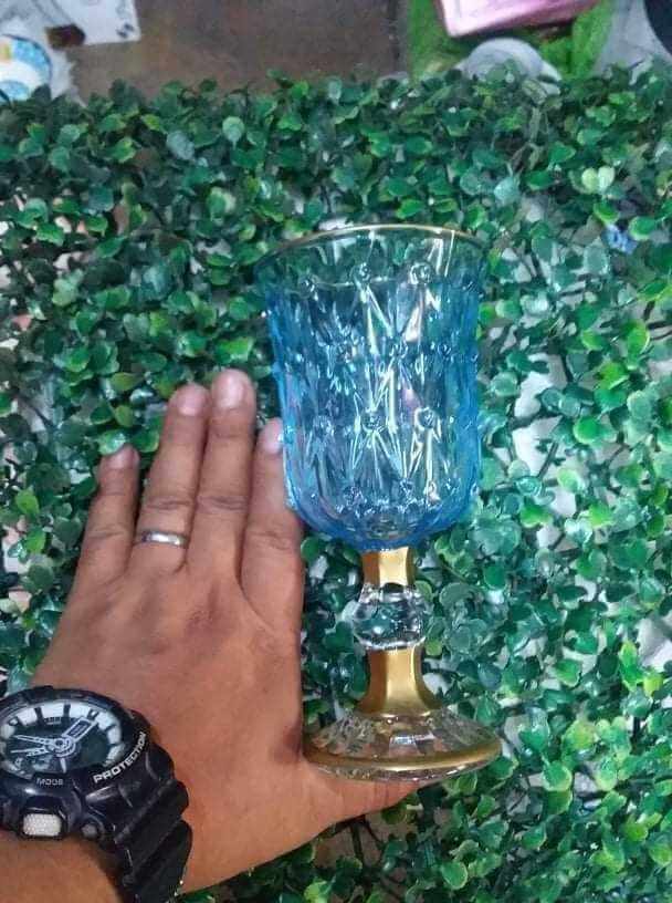 Glass Gold lined goblet colored glass