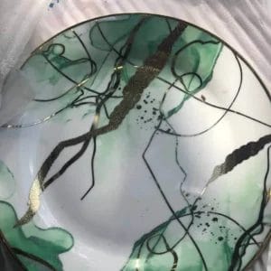 Gold plated Dinner plate (Green)