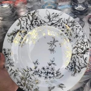 Ceramic Plates Gold Plated Ceramic Flower Plate 10 inches plate