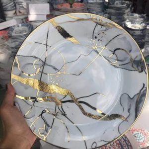 Ceramic Plates Gold plated Dinner Plate (Gray) 10 inches plate