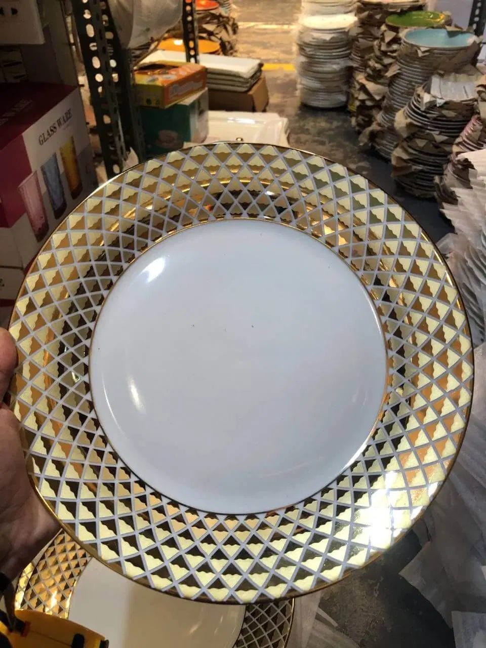 Ceramic Plates Gold plated Dinner Plate 10 inches plate