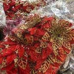 Christmas Glitter Poinsettia Flowers Decorative