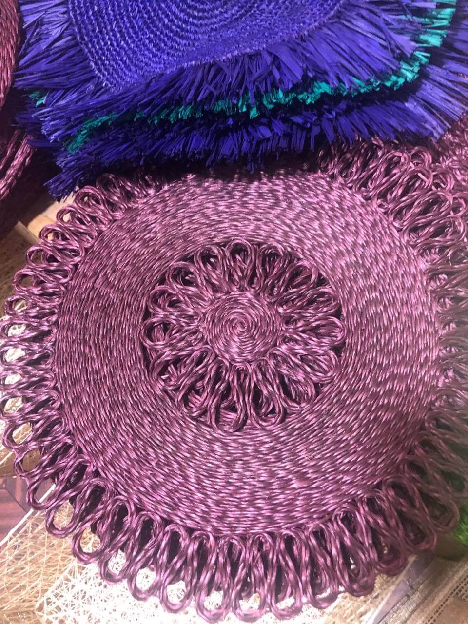 Dinnerware Braided Abaca Placemat Violet abaca