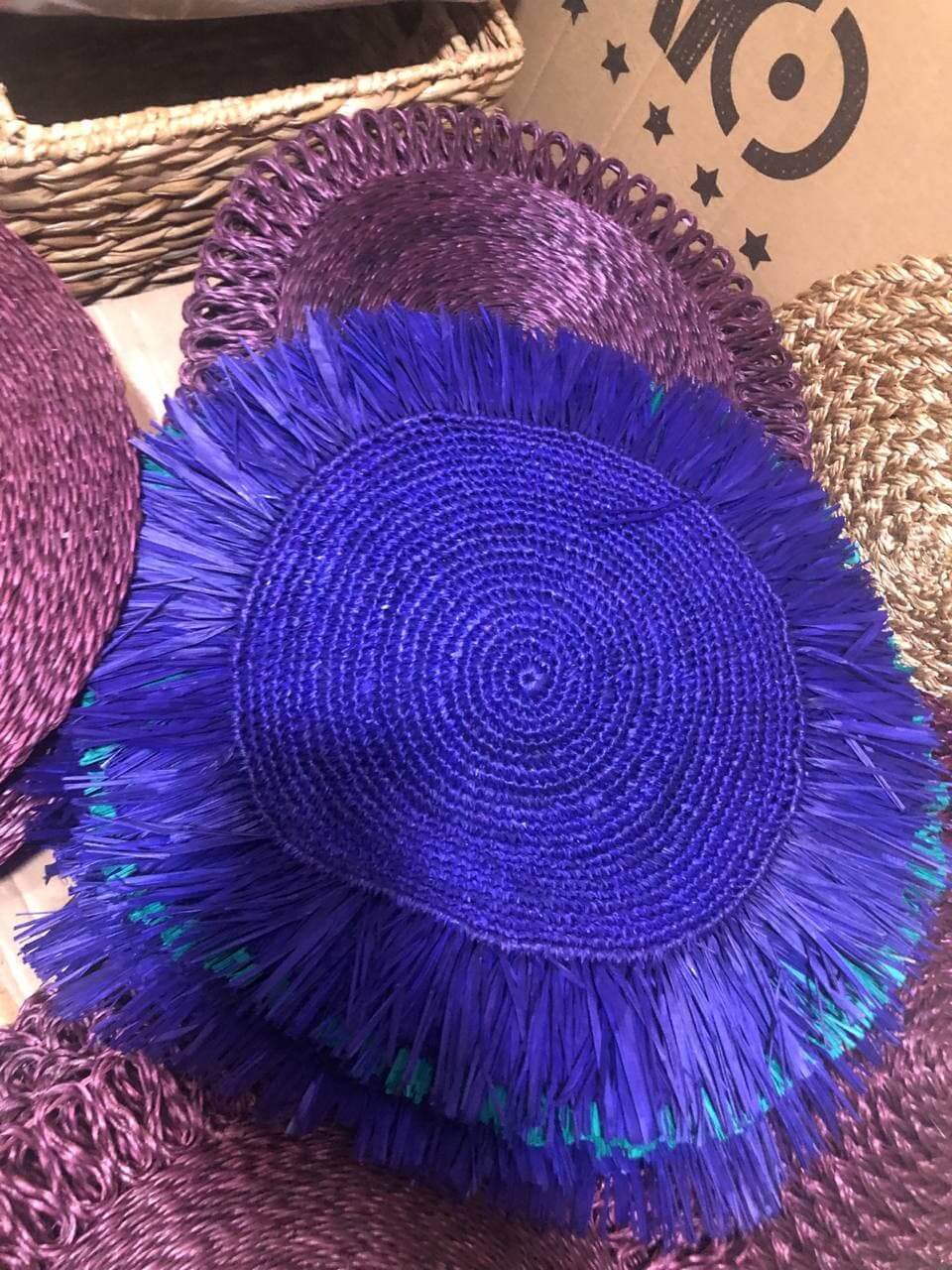 Dinnerware Abaca Fringe Placemat Violet abaca