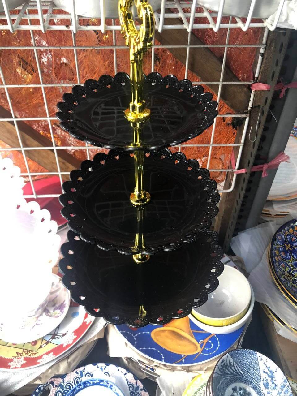 black tiered tray