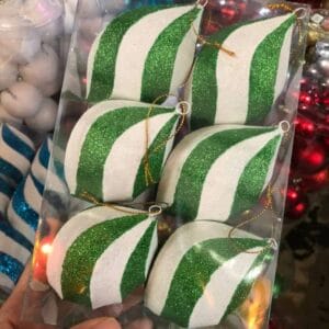 Green Twist Ball Ornaments