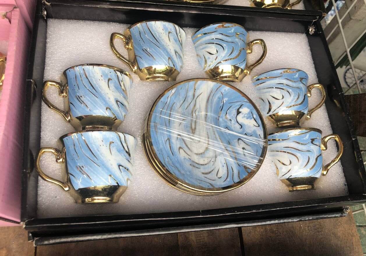 Cups and Saucers Blue (Waze) Coffee Cup and Saucer ceramic coffee set
