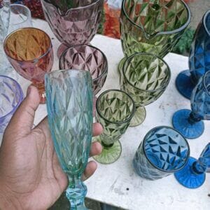 Teal Flute Wine Goblets Glass Flute wine glass Teal Flute Wine Goblets