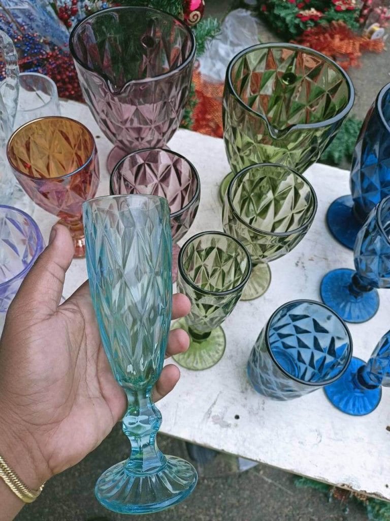 Teal Flute Wine Goblets