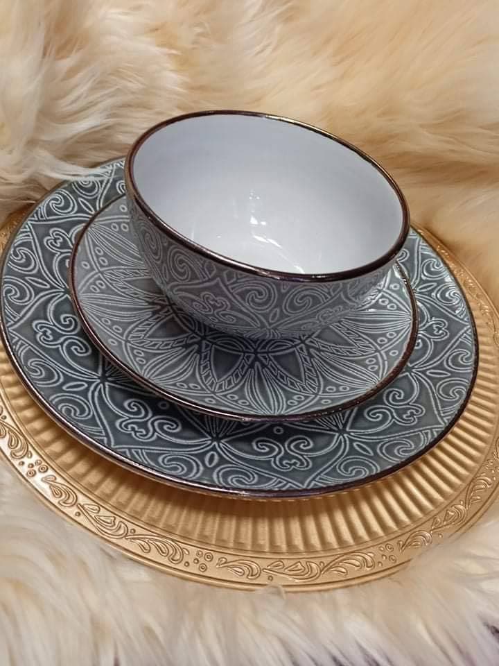 Dinnerware Gray Stoneware Ceramic Set ceramic plate