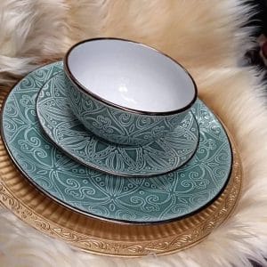 Dinnerware Green Stoneware Ceramic Set ceramic plate