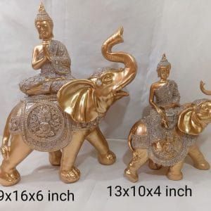 Figurines Sitting Buddha on Elephant Statue Buddha