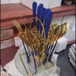 24pcs Dinnerware Stainless Steel Cutlery Set (Blue)