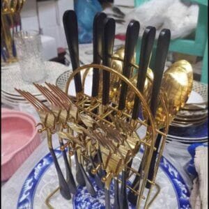 24pcs Dinnerware Stainless Steel Cutlery Set (Black) Utensils black cutlery set 24pcs Dinnerware Stainless Steel Cutlery Set (Black)