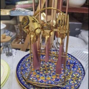 24pcs Dinnerware Stainless Steel Cutlery Set (Pink)