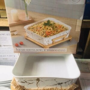Square Serving Bowls with Stand
