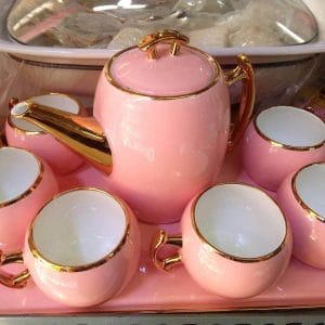 Cups and Saucers Pink Teacup Set ceramic teacup