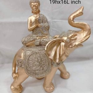 Figurines Gold Colored Thai Elephant Statue Buddha with elephant