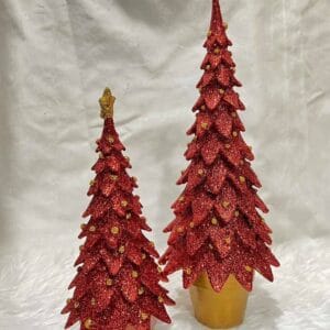 Set of 2 Red Christmas Tree Decoration / tabletop Christmas Decoration christmas decor Christmas Decoration Set of 2 Red Christmas Tree Decoration / tabletop christmas decor
