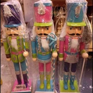Set of 3 Wooden Nutcracker Pastel color Christmas Decoration 15 inches nutcracker Christmas Decoration Set of 3 Wooden Nutcracker Pastel color 15 inches nutcracker