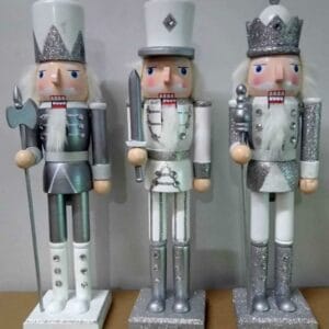 Set of 4 Wooden Nutcracker Silver color Christmas Decoration christmas decor Christmas Decoration Set of 4 Wooden Nutcracker Silver color christmas decor