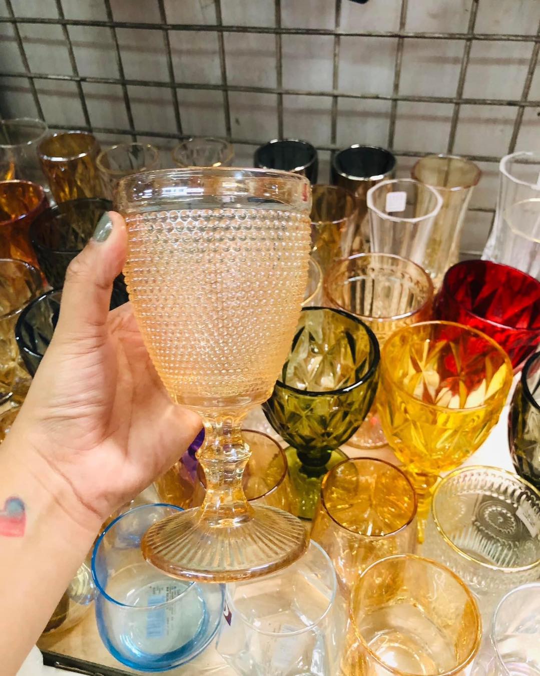 Glass Gold Dotted Goblets ceramic glass