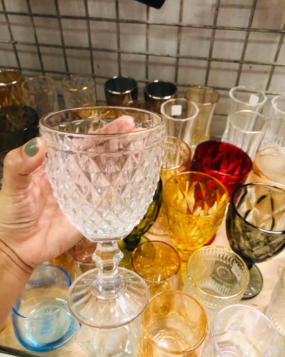 Glass White Diamond Goblets glass