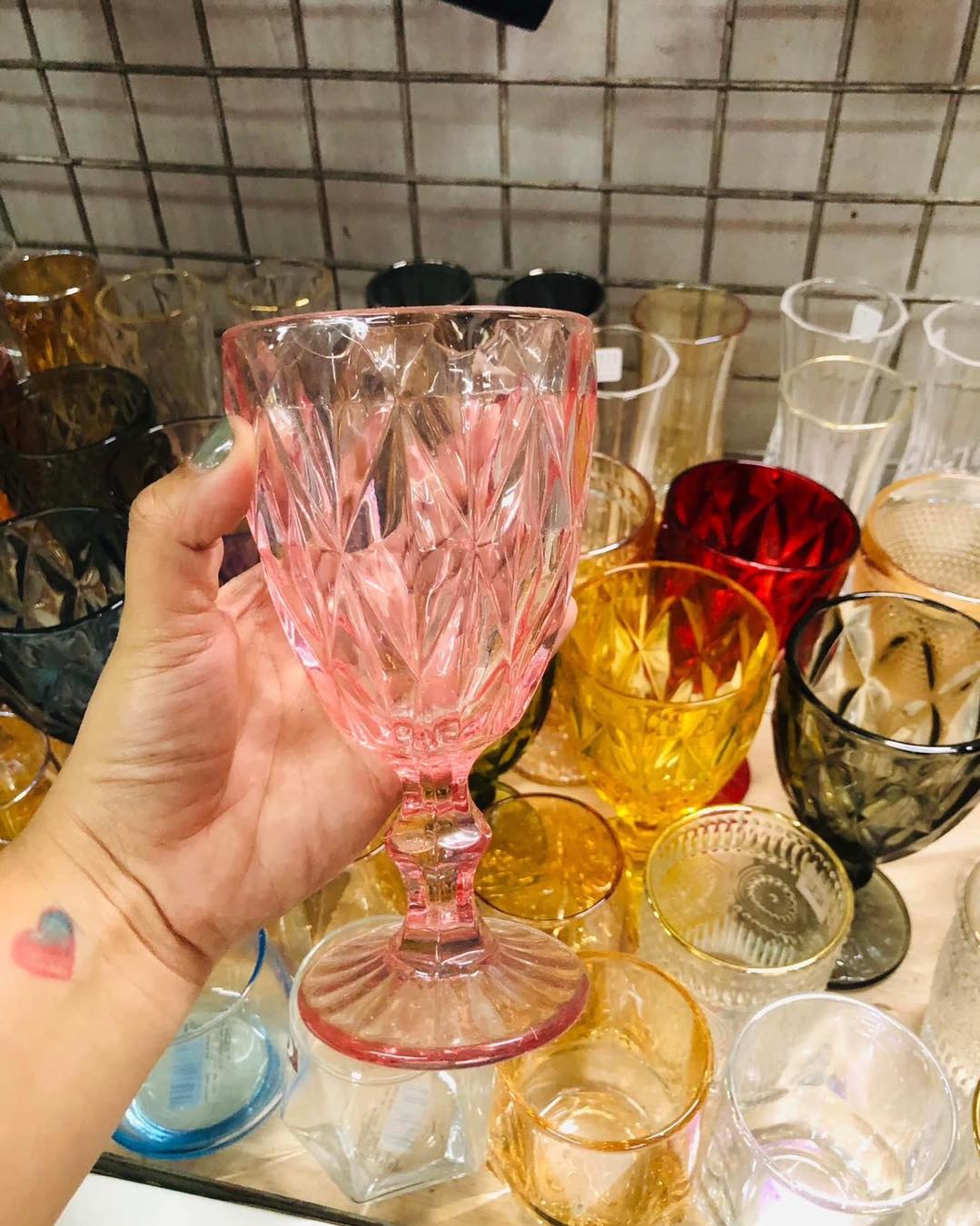 Glass Pink Diamond Goblets ceramic goblets