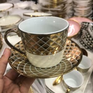 White/Gold Cup and Saucer Set