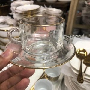 Cups and Saucers Gold Rim Coffee Cup clear cup and saucer