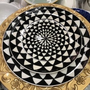 Black and White Plate Set of 2 Plates black and white plate Plates Black and White Plate Set of 2 black and white plate