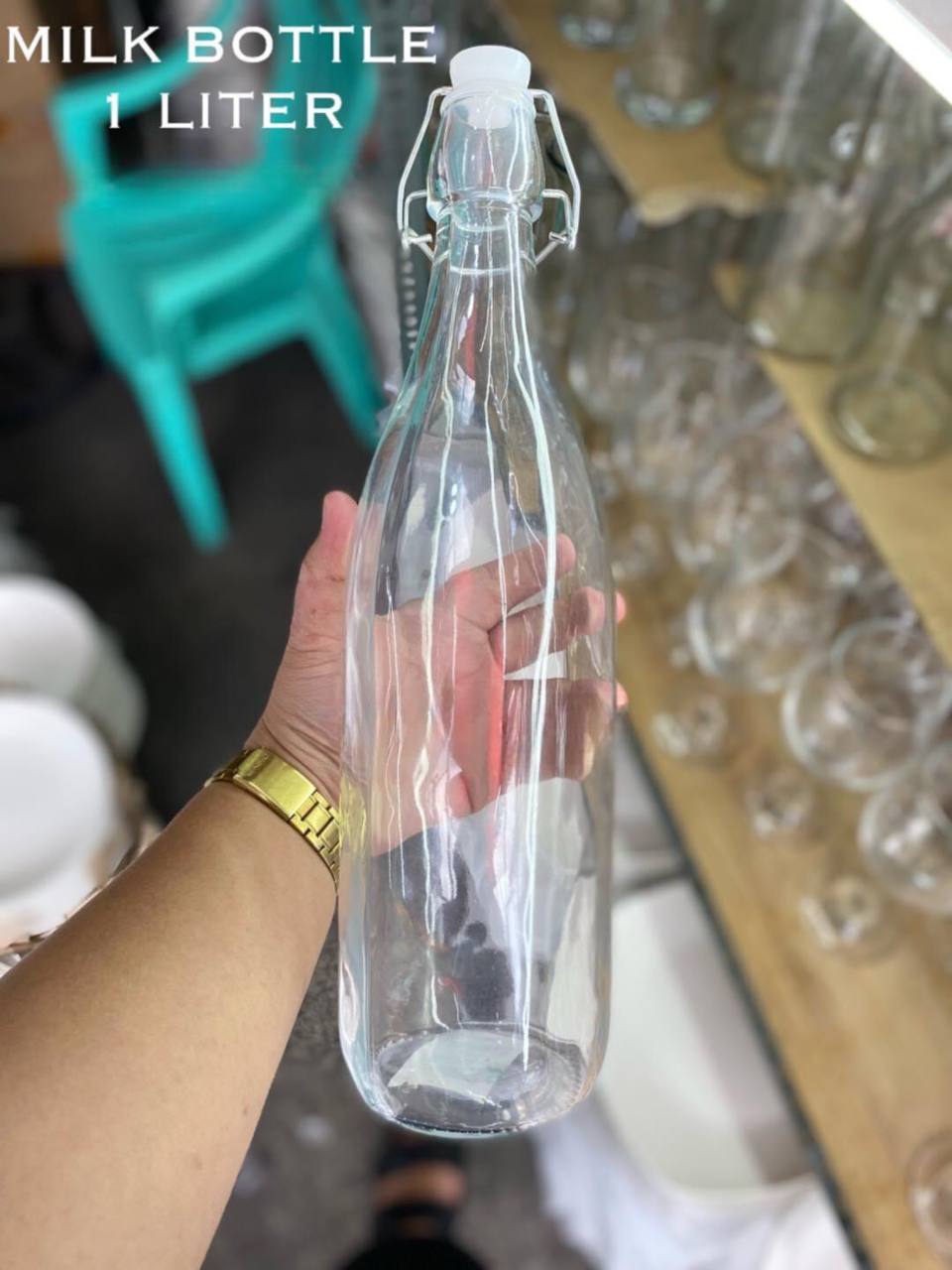 Glass 1L Glass Milk Bottle with Silicone Lid big glass bottle