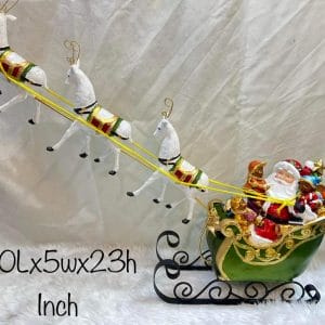 Santa Sleigh with Reindeer Figurine (Green) Christmas Decoration christmas santa Christmas Decoration Santa Sleigh with Reindeer Figurine (Green) christmas santa