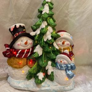 Lighted Snowman with Christmas Tree Figurine Christmas Decoration Christmas decoration Christmas Decoration Lighted Snowman with Christmas Tree Figurine Christmas decoration